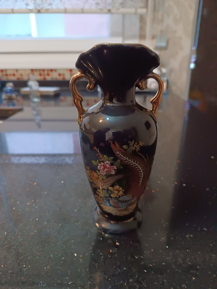 Limoges Çiçek Desenli Seramik Vazo 23cm - Görsel 2