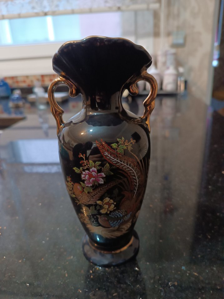 Limoges Çiçek Desenli Seramik Vazo 23cm - Görsel 4