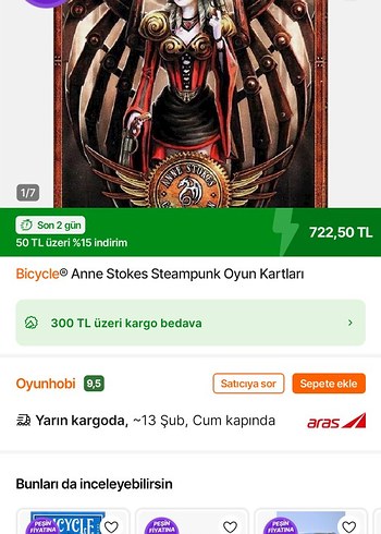 Bicycle Anne Steampunk Poker Destesi Kartları - Görsel 7