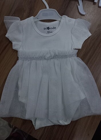3 Ay Beden beyaz Renk Kız bebek elbise 