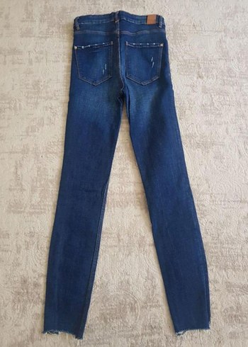 s Beden lacivert Renk Kadın Lacivert Denim Midi Kot Pantolon