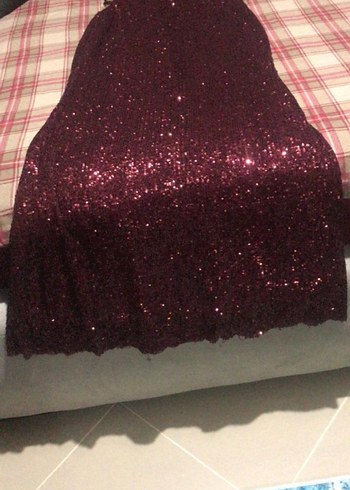 l Beden bordo Renk Bordo Uzun Abiye Elbise