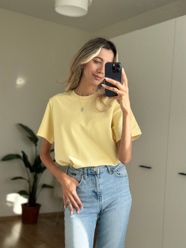 Sarı Oversize Kısa Kollu Tişört - Görsel 2