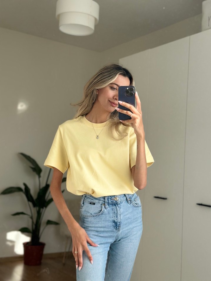 Sarı Oversize Kısa Kollu Tişört - Görsel 3