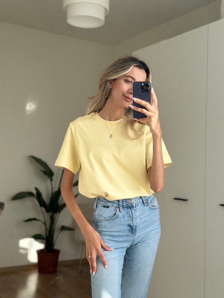 Sarı Oversize Kısa Kollu Tişört - Görsel 4