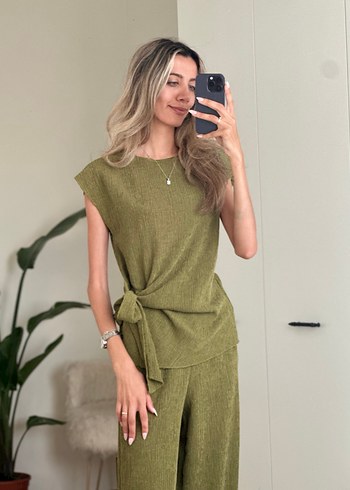 Kadın Keten Salaş Kesim Kolsuz Tulum - Görsel 5