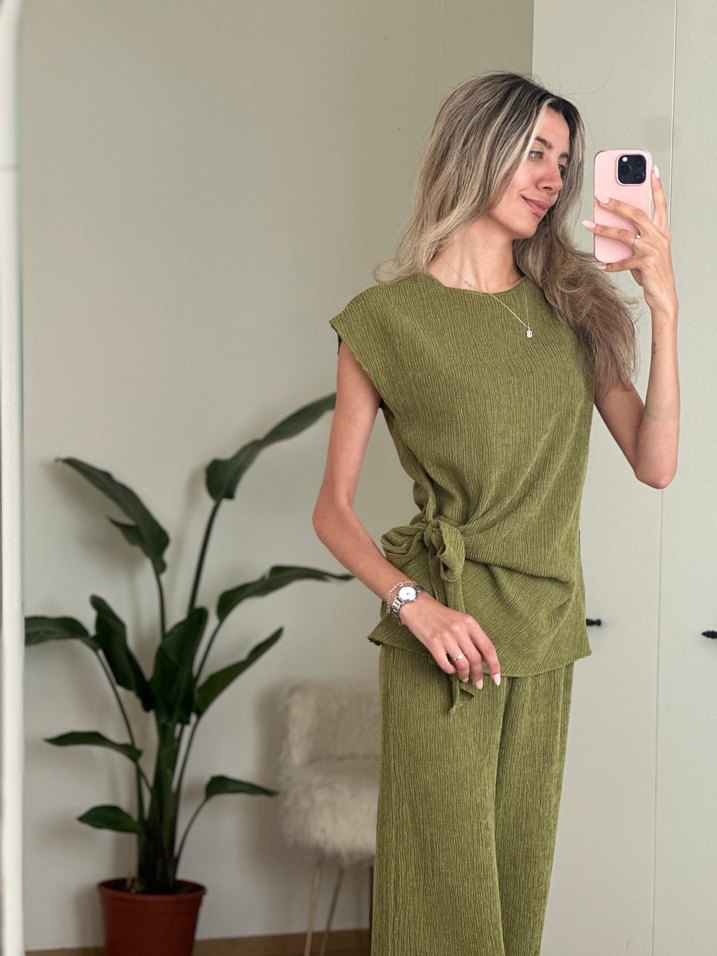 Kadın Keten Salaş Kesim Kolsuz Tulum - Görsel 4