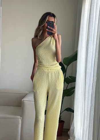 Sarı Tek Omuz Triko takım - Görsel 6