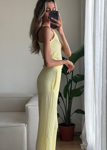 Sarı Tek Omuz Triko takım - Görsel 7