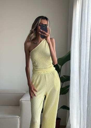 Sarı Tek Omuz Triko takım - Görsel 3