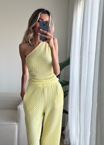 Sarı Tek Omuz Triko takım - Görsel 10