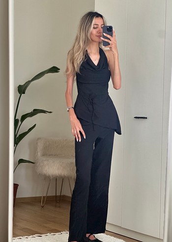 Siyah Kadın Uzun İp Askılı takım - Görsel 4