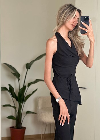 Siyah Kadın Uzun İp Askılı takım - Görsel 6