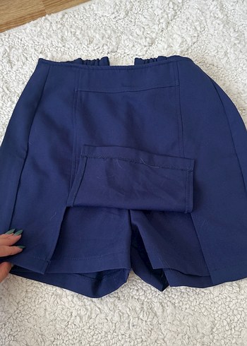 Lacivert Pilili Kadın Mini şort Etek - Görsel 4