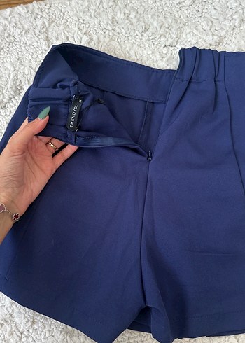 Lacivert Pilili Kadın Mini şort Etek - Görsel 3