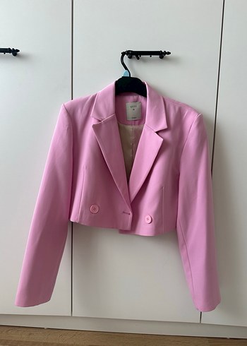 Pembe Mini Kadın Blazer Ceket - Görsel 2