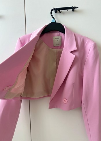 Pembe Mini Kadın Blazer Ceket - Görsel 3
