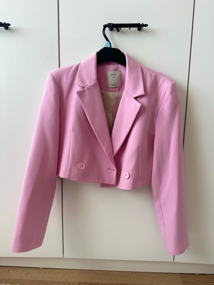 Pembe Mini Kadın Blazer Ceket - Görsel 4