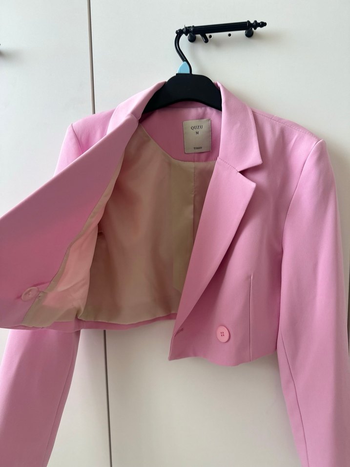 Pembe Mini Kadın Blazer Ceket - Görsel 3
