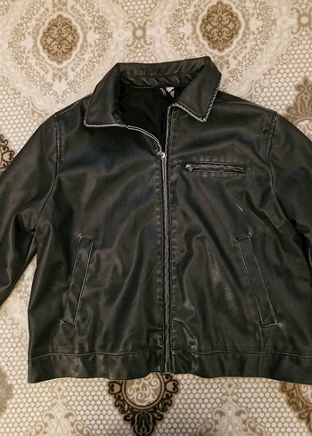 H&M Gri Deri Biker Ceket Kadın