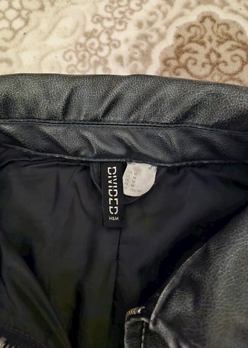 m Beden gri Renk H&M Gri Deri Biker Ceket Kadın