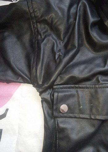 38 Beden Gri Deri Kapüşonlu Kadın Ceket