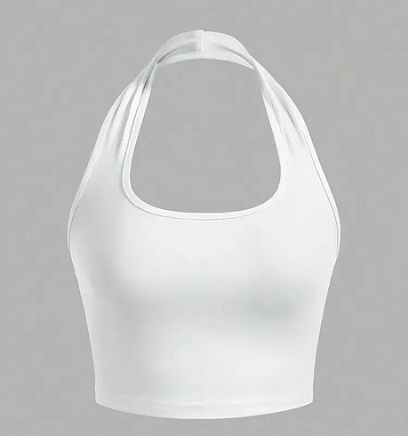 Beyaz halter yaka crop