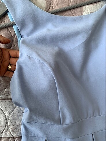 BEBE MAVİSİ KISA ABİYE ELBİSE - Görsel 5