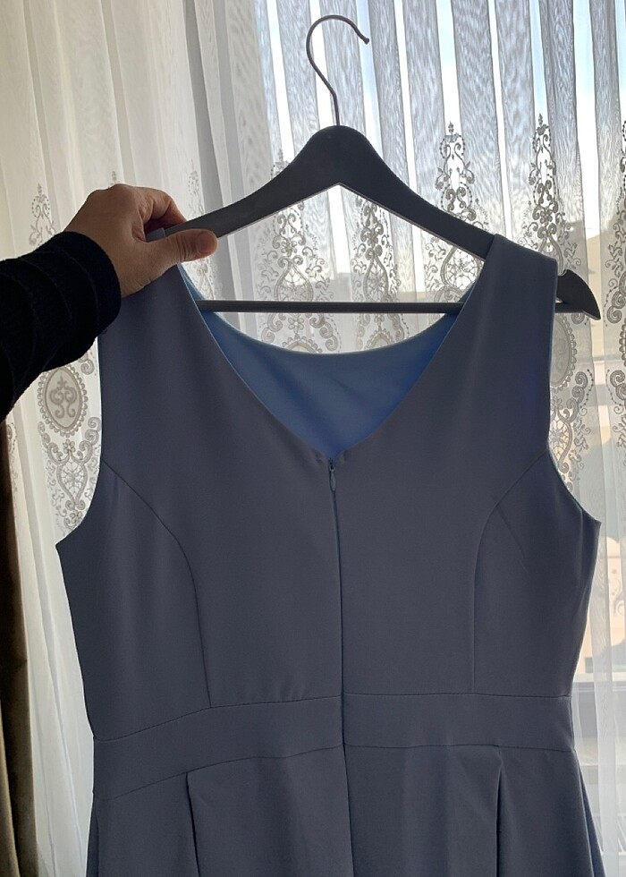 BEBE MAVİSİ KISA ABİYE ELBİSE - Görsel 3