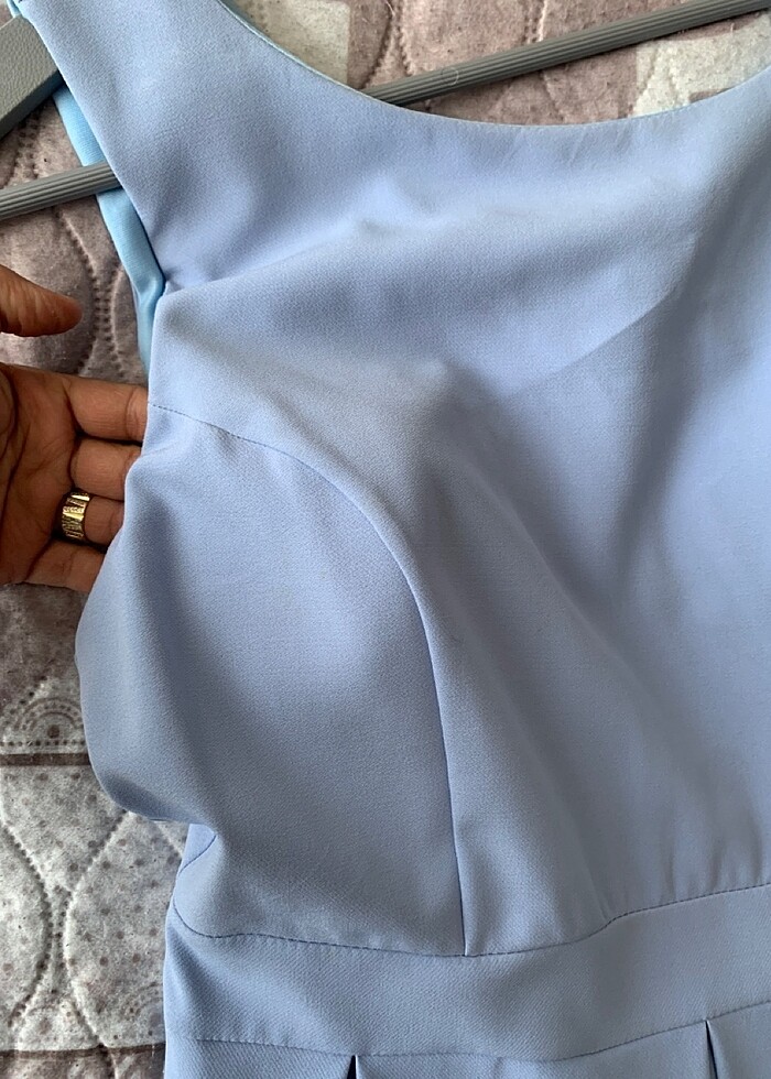 BEBE MAVİSİ KISA ABİYE ELBİSE - Görsel 5