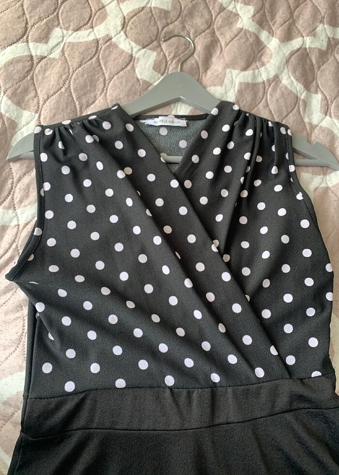 BARRELS AND OİL MİNİ PUANTİYELİ KRUVAZE ELBİSE - Görsel 3