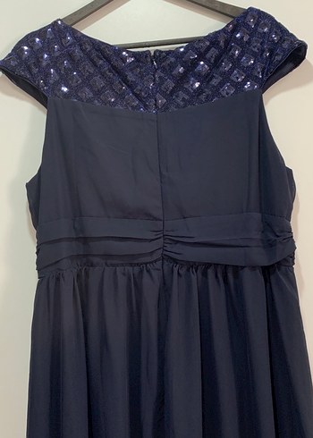 Lacivert Drapeli Uzun Abiye Elbise - Görsel 5