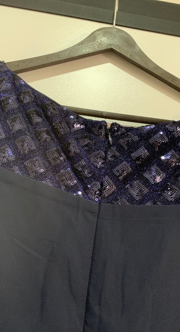 Lacivert Drapeli Uzun Abiye Elbise - Görsel 4