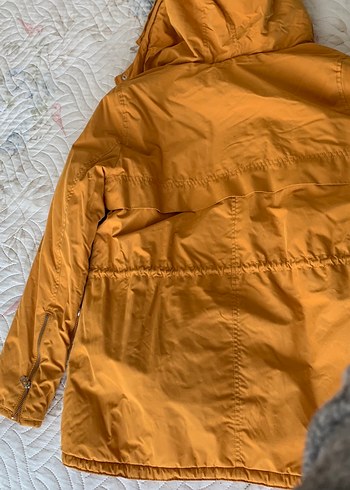 Sarı Kürklü Midi Kadın Mont - Görsel 5