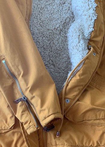 Sarı Kürklü Midi Kadın Mont - Görsel 3