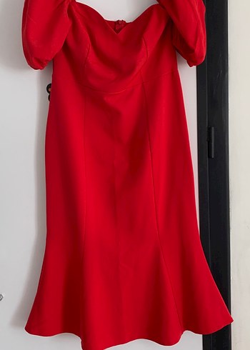 Kırmızı Drapeli Uzun Kadın Elbise - Görsel 4
