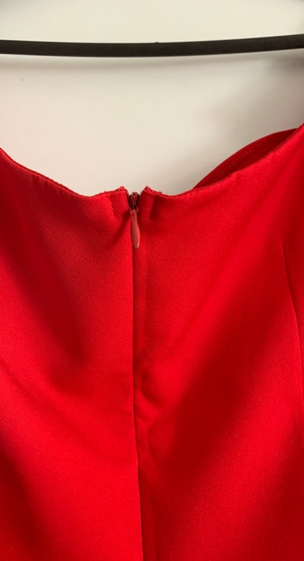 Kırmızı Drapeli Uzun Kadın Elbise - Görsel 2