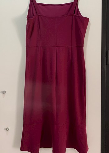 Bordo Askılı Midi Kadın Elbise - Görsel 3