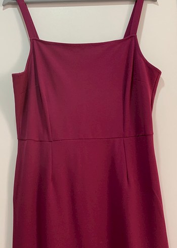 Bordo Askılı Midi Kadın Elbise - Görsel 2