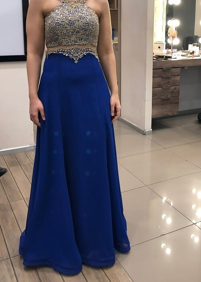 Saks mavisi Abiye Elbise - Görsel 2