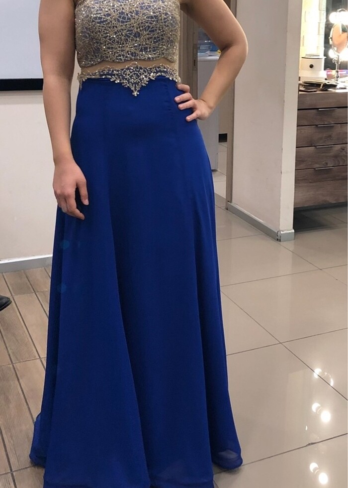 Saks mavisi Abiye Elbise - Görsel 3