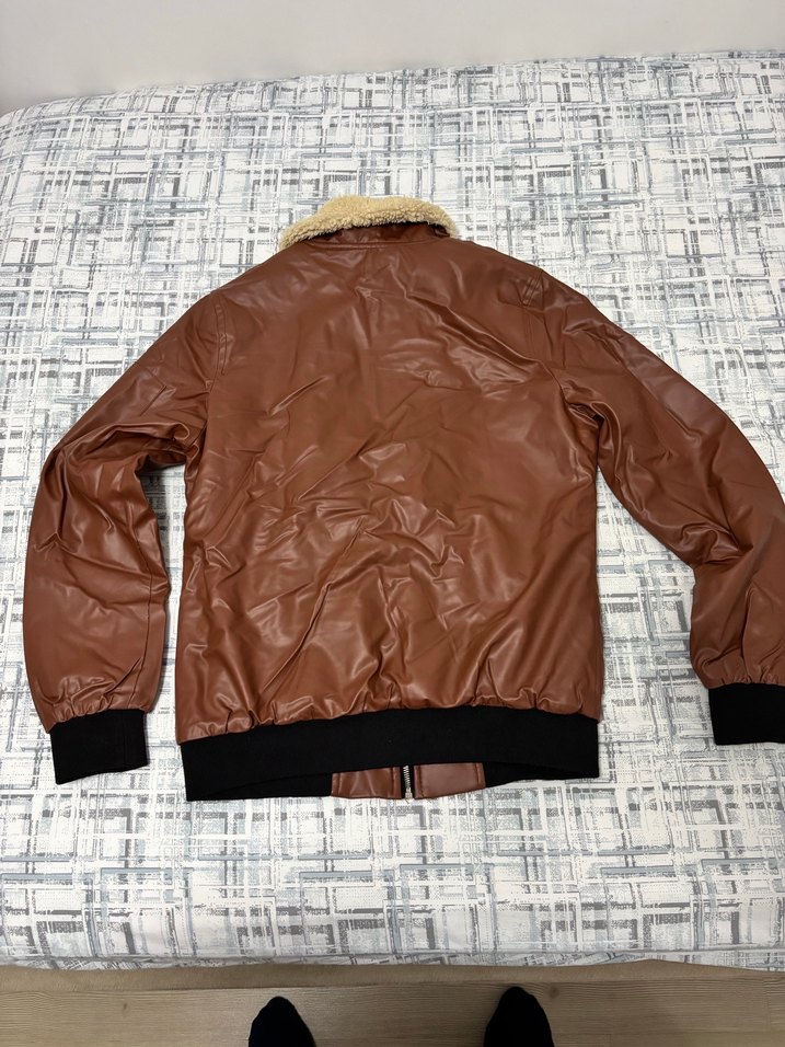 Kahverengi Kürklü Deri Erkek Ceket - Görsel 2