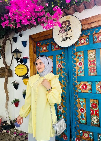 Sarı Bohem Mini Kadın Tunik - Görsel 3