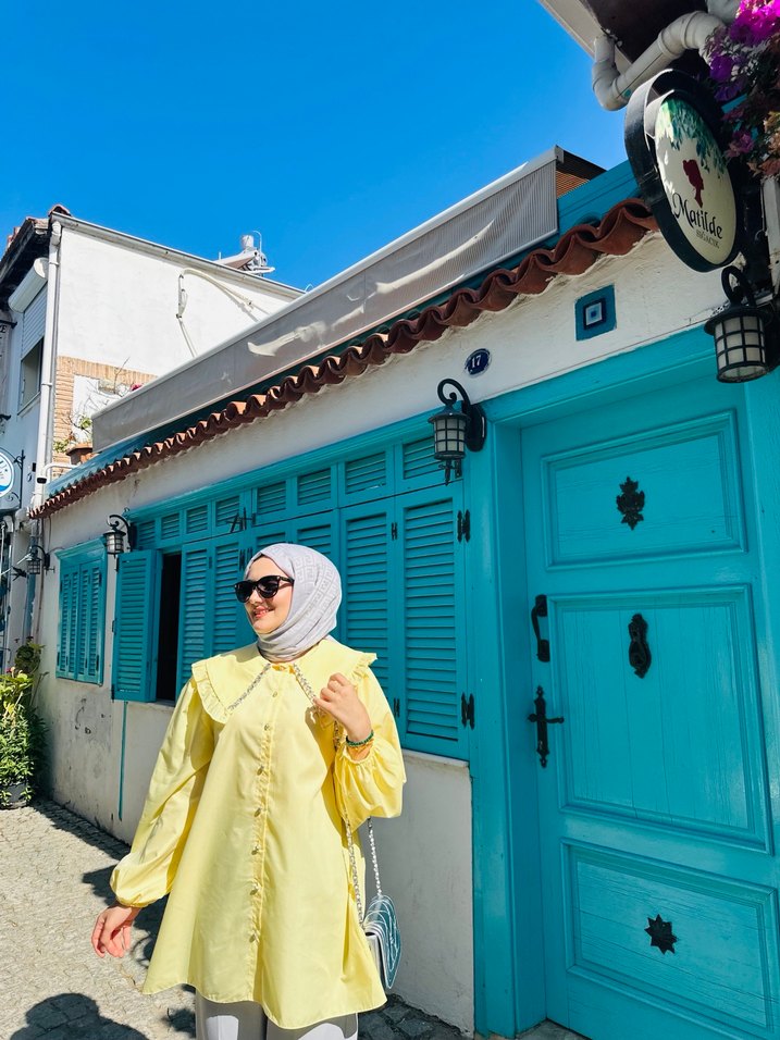 Sarı Bohem Mini Kadın Tunik - Görsel 4