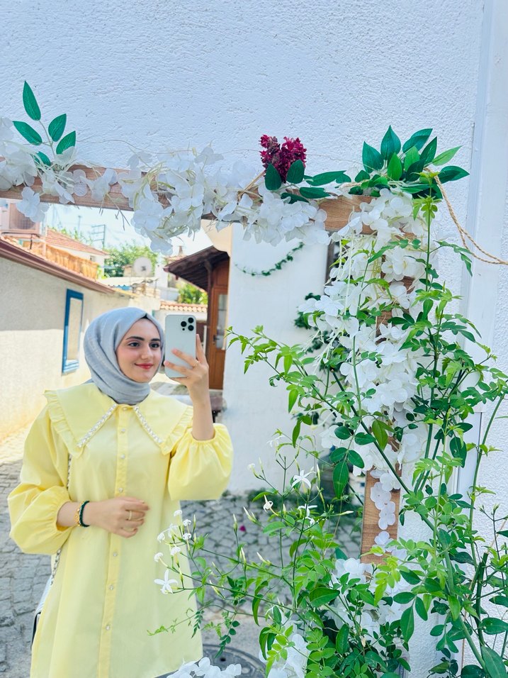 Sarı Bohem Mini Kadın Tunik - Görsel 5