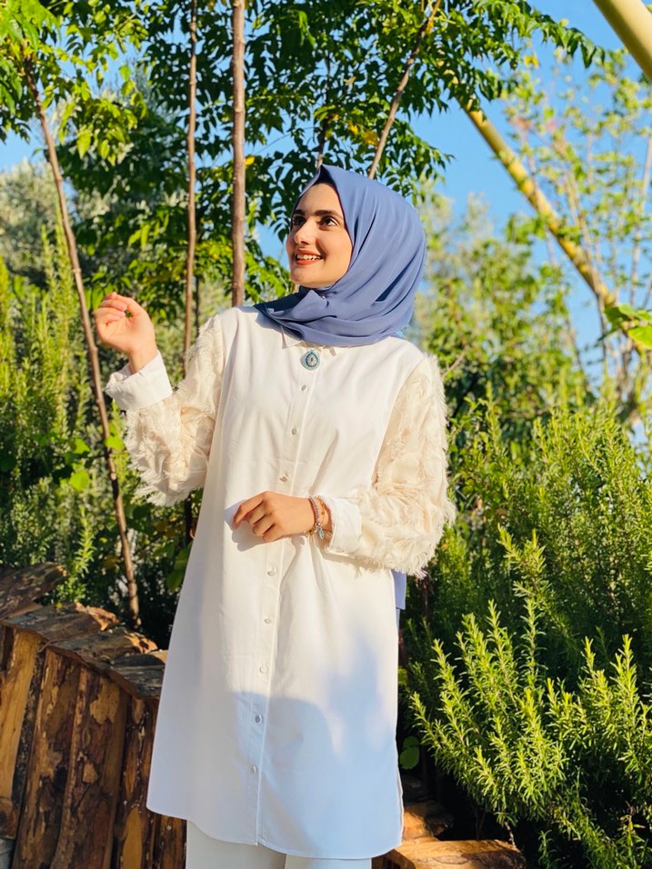 Püsküllü Etnik Desenli Pamuklu Uzun Tunik - Görsel 2