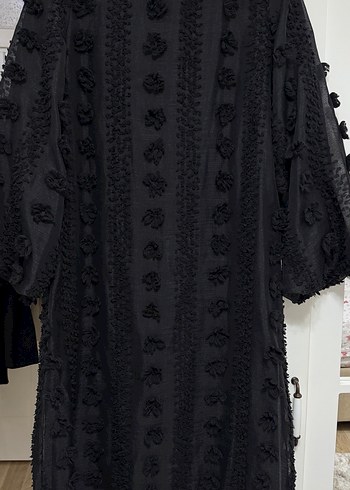 Uzun Siyah Gotik Fırfırlı Elbise - Görsel 3