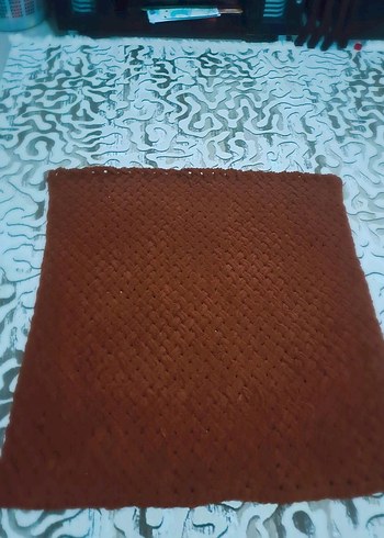 Sepet Desenli Kahverengi Örgü Çocuk Battaniyesi - Görsel 2