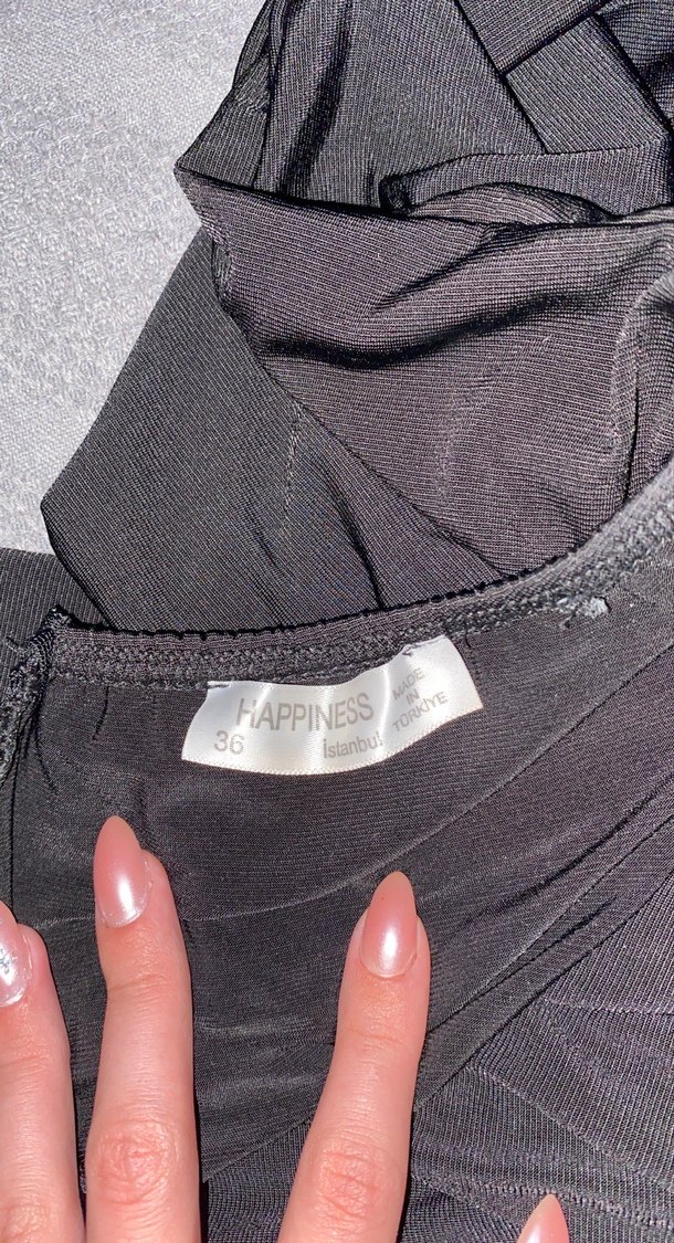 Siyah Straplez Midi Elbise - Görsel 2