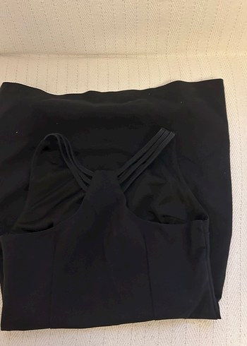 Siyah Drapeli V Yaka Midi Elbise - Görsel 2